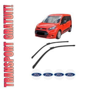 Set stergatoare FORD TOURNEO CONNECT / GRAND TOURNEO CONNECT V408 MPV din 2013-2022, pentru parbriz auto, 2 bucati, Bosch Aerotwin, din cauciuc siliconat rezistent, 4 Stickere Auto FORD