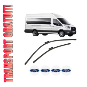 Set stergatoare FORD TRANSIT V363 Bus (FAD, FBD) din 2013-2024, pentru parbriz auto, 2 bucati, Bosch Aerotwin, din cauciuc siliconat rezistent, 4 Stickere Auto FORD