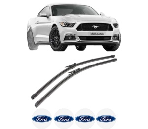 Set stergatoare FORD USA MUSTANG Coupe din 2004-2024, pentru parbriz auto, 2 bucati, Valeo Silencio Xtrm, din cauciuc siliconat rezistent, 4 Stickere Auto FORD USA v39294