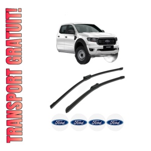 Set stergatoare FORD USA RANGER Crew Cab Pickup din 2022-2023, pentru parbriz auto, 2 bucati, Bosch Aerotwin, din cauciuc siliconat rezistent, 4 Stickere Auto FORD USA