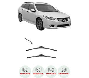 Set stergatoare HONDA ACCORD VII Tourer (CM, CN) din 2003-2008, pentru parbriz auto, 2 bucati, Valeo Silencio, din cauciuc siliconat rezistent, 4 Stickere Auto HONDA v34614