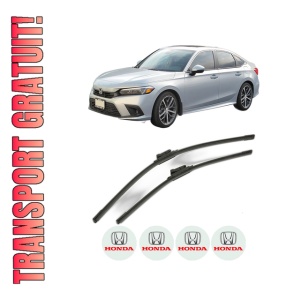 Set stergatoare HONDA CIVIC XI Hatchback (FL) din 2022, pentru parbriz auto, 2 bucati, Bosch Aerotwin, din cauciuc siliconat rezistent, 4 Stickere Auto HONDA