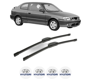 Set stergatoare HYUNDAI ACCENT II (LC) din 1999-2002, pentru parbriz auto, 2 bucati, Bosch Aerotwin Retrofit, din cauciuc siliconat rezistent, 4 Stickere Auto HYUNDAI v48514