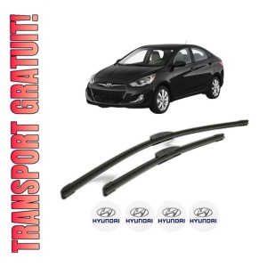 Set stergatoare HYUNDAI ACCENT IV (RB) din 2010-2018, pentru parbriz auto, 2 bucati, Bosch Aerotwin Retrofit, din cauciuc siliconat rezistent, 4 Stickere Auto HYUNDAI