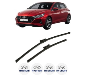 Set stergatoare HYUNDAI i20 III (BC3, BI3) din 2020-2024, pentru parbriz auto, 2 bucati, Bosch Aerotwin, din cauciuc siliconat rezistent, 4 Stickere Auto HYUNDAI v50564