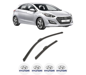 Set stergatoare HYUNDAI i30 (GD) din 2011-2015, pentru parbriz auto, 2 bucati, Bosch Aerotwin Retrofit, din cauciuc siliconat rezistent, 4 Stickere Auto HYUNDAI v53529