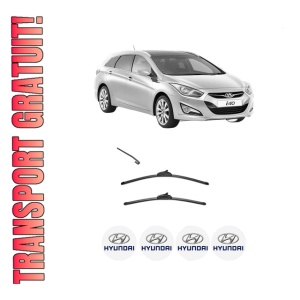 Set stergatoare HYUNDAI i40 I CW (VF) din 2011-2019, pentru parbriz auto, 2 bucati, Valeo Silencio, din cauciuc siliconat rezistent, 4 Stickere Auto HYUNDAI