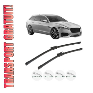 Set stergatoare JAGUAR XF SPORTBRAKE (X250) din 2012-2015, pentru parbriz auto, 2 bucati, Bosch Aerotwin, din cauciuc siliconat rezistent, 4 Stickere Auto JAGUAR