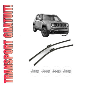 Set stergatoare JEEP RENEGADE SUV (BU, B1, BV) din 2014-2022, pentru parbriz auto, 2 bucati, Bosch Aerotwin, din cauciuc siliconat rezistent, 4 Stickere Auto JEEP