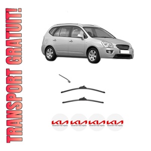 Set stergatoare KIA CARENS III MPV (UN) din 2006-2013, pentru parbriz auto, 2 bucati, Valeo Silencio, din cauciuc siliconat rezistent, 4 Stickere Auto KIA