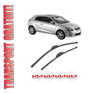 Set stergatoare KIA PRO CEE'D (ED) din 2008-2013, pentru parbriz auto, 2 bucati, Valeo Silencio Xtrm, din cauciuc siliconat rezistent, 4 Stickere Auto KIA