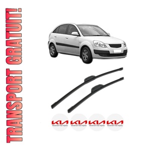 Set stergatoare KIA RIO II (JB) din 2005-2010, pentru parbriz auto, 2 bucati, Bosch Aerotwin Retrofit, din cauciuc siliconat rezistent, 4 Stickere Auto KIA