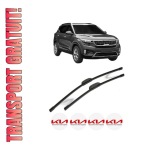 Set stergatoare KIA SELTOS (SP2, SP2I) din 2019, pentru parbriz auto, 2 bucati, Bosch Aerotwin Retrofit, din cauciuc siliconat rezistent, 4 Stickere Auto KIA
