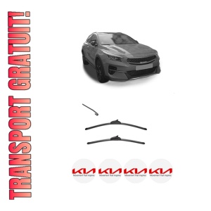 Set stergatoare KIA XCEED (CD) din 2019-2024, pentru parbriz auto, 2 bucati, Valeo Silencio, din cauciuc siliconat rezistent, 4 Stickere Auto KIA