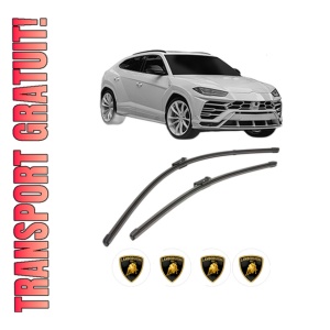 Set stergatoare LAMBORGHINI URUS din 2018-2022, pentru parbriz auto, 2 bucati, Valeo Silencio Xtrm, din cauciuc siliconat rezistent, 4 Stickere Auto LAMBORGHINI