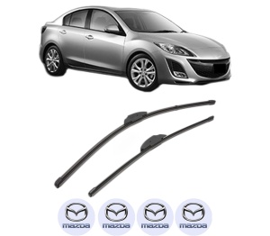 Set stergatoare MAZDA 3 Saloon (BL) din 2008-2014, pentru parbriz auto, 2 bucati, Valeo Silencio Xtrm, din cauciuc siliconat rezistent, 4 Stickere Auto MAZDA v36594