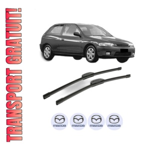 Set stergatoare MAZDA 323 P V (BA) din 1996, pentru parbriz auto, 2 bucati, Bosch Aerotwin Retrofit, din cauciuc siliconat rezistent, 4 Stickere Auto MAZDA