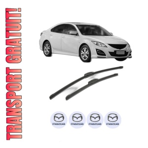Set stergatoare MAZDA 6 Hatchback (GH) din 2007-2013, pentru parbriz auto, 2 bucati, Bosch Aerotwin Retrofit, din cauciuc siliconat rezistent, 4 Stickere Auto MAZDA