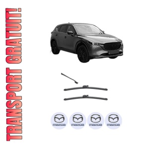 Set stergatoare MAZDA CX-5 (KF) din 2016-2023, pentru parbriz auto, 2 bucati, Valeo Silencio, din cauciuc siliconat rezistent, 4 Stickere Auto MAZDA