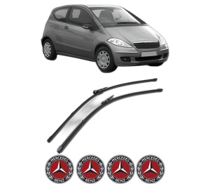 Set stergatoare MERCEDES-BENZ A-CLASS (W169) din 2004-2012, pentru parbriz auto, 2 bucati, Valeo Silencio Xtrm, din cauciuc siliconat rezistent, 4 Stickere Auto MERCEDES-BENZ v40254