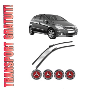 Set stergatoare MERCEDES-BENZ B-CLASS Sports Tourer (W245) din 2005-2011, pentru parbriz auto, 2 bucati, Valeo Silencio Xtrm, din cauciuc siliconat rezistent, 4 Stickere Auto MERCEDES-BENZ