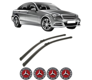 Set stergatoare MERCEDES-BENZ C-CLASS Coupe (C204) din 2011-2013, pentru parbriz auto, 2 bucati, Bosch Aerotwin, din cauciuc siliconat rezistent, 4 Stickere Auto MERCEDES-BENZ v50809