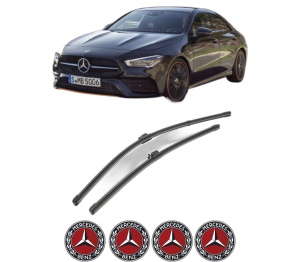 Set stergatoare MERCEDES-BENZ CLA (C118) din 2019-2023, pentru parbriz auto, 2 bucati, Valeo Silencio, din cauciuc siliconat rezistent, 4 Stickere Auto MERCEDES-BENZ v37074
