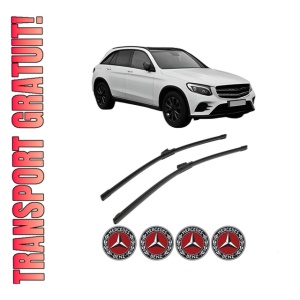 Set stergatoare MERCEDES-BENZ GLC (X253) din 2015-2022, pentru parbriz auto, 2 bucati, Bosch Aerotwin, din cauciuc siliconat rezistent, 4 Stickere Auto MERCEDES-BENZ