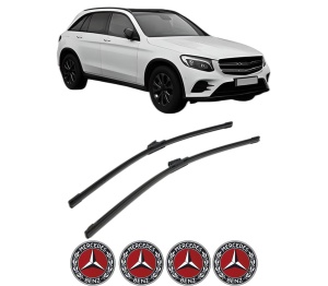 Set stergatoare MERCEDES-BENZ GLC (X253) din 2015-2022, pentru parbriz auto, 2 bucati, Bosch Aerotwin, din cauciuc siliconat rezistent, 4 Stickere Auto MERCEDES-BENZ v50749