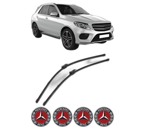 Set stergatoare MERCEDES-BENZ GLE (W166) din 2015-2018, pentru parbriz auto, 2 bucati, Valeo Silencio Xtrm, din cauciuc siliconat rezistent, 4 Stickere Auto MERCEDES-BENZ v35994