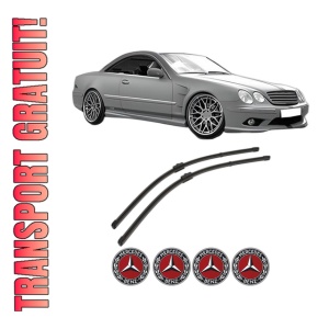 Set stergatoare MERCEDES-BENZ S-CLASS Coupe (C215) din 1999-2006, pentru parbriz auto, 2 bucati, Valeo Silencio, din cauciuc siliconat rezistent, 4 Stickere Auto MERCEDES-BENZ