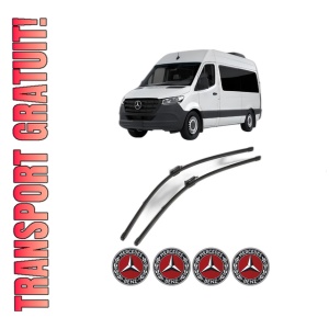 Set stergatoare MERCEDES-BENZ SPRINTER 3,5-t Tourer Bus (B907) din 2018-2021, pentru parbriz auto, 2 bucati, Valeo Silencio Xtrm, din cauciuc siliconat rezistent, 4 Stickere Auto MERCEDES-BENZ