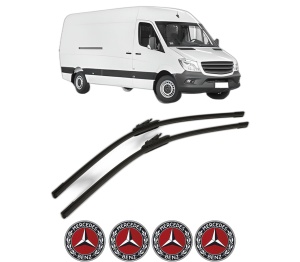 Set stergatoare MERCEDES-BENZ SPRINTER 3-t Van (B906) din 2006-2018, pentru parbriz auto, 2 bucati, Bosch Aerotwin, din cauciuc siliconat rezistent, 4 Stickere Auto MERCEDES-BENZ v55749