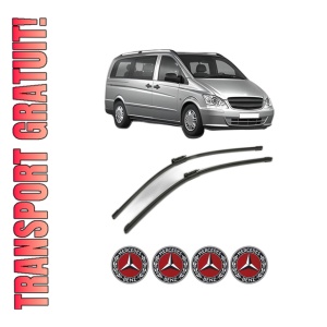 Set stergatoare MERCEDES-BENZ VITO Bus (W639) din 2003-2014, pentru parbriz auto, 2 bucati, Bosch Aerotwin, din cauciuc siliconat rezistent, 4 Stickere Auto MERCEDES-BENZ