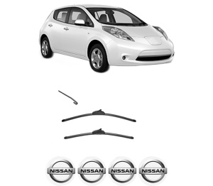 Set stergatoare NISSAN LEAF (ZE0) din 2010-2017, pentru parbriz auto, 2 bucati, Valeo Silencio, din cauciuc siliconat rezistent, 4 Stickere Auto NISSAN v34254