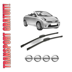Set stergatoare NISSAN MICRA C+C III (K12) din 2005, pentru parbriz auto, 2 bucati, Bosch Aerotwin Retrofit, din cauciuc siliconat rezistent, 4 Stickere Auto NISSAN