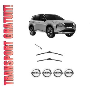 Set stergatoare NISSAN X-TRAIL IV (T33) din 2022, pentru parbriz auto, 2 bucati, Valeo Silencio, din cauciuc siliconat rezistent, 4 Stickere Auto NISSAN