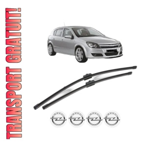 Set stergatoare OPEL ASTRA H (A04) din 2004-2014, pentru parbriz auto, 2 bucati, Valeo Silencio Xtrm, din cauciuc siliconat rezistent, 4 Stickere Auto OPEL