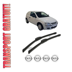 Set stergatoare OPEL CORSA C Hatchback Van (X01) din 2000-2005, pentru parbriz auto, 2 bucati, Bosch Aerotwin Retrofit, din cauciuc siliconat rezistent, 4 Stickere Auto OPEL - Img 1