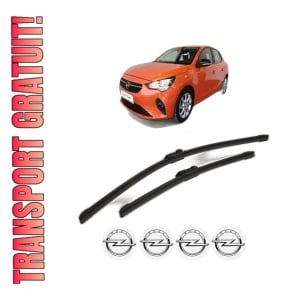 Set stergatoare OPEL CORSA F (P2JO) din 2019-2024, pentru parbriz auto, 2 bucati, Bosch Aerotwin, din cauciuc siliconat rezistent, 4 Stickere Auto OPEL