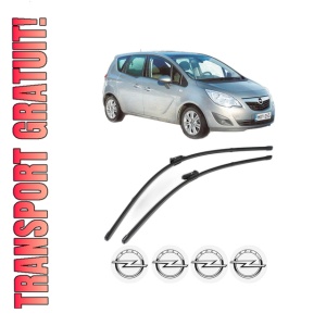 Set stergatoare OPEL MERIVA B MPV (S10) din 2010-2017, pentru parbriz auto, 2 bucati, Valeo Silencio Xtrm, din cauciuc siliconat rezistent, 4 Stickere Auto OPEL