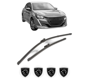 Set stergatoare PEUGEOT 208 II (UB_, UP_, UW_, UJ_) din 2019-2023, pentru parbriz auto, 2 bucati, Valeo Silencio Xtrm, din cauciuc siliconat rezistent, 4 Stickere Auto PEUGEOT v38154