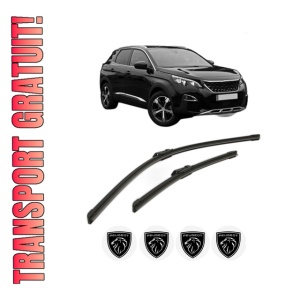 Set stergatoare PEUGEOT 3008 II SUV (MC_, MR_, MJ_, M4_) din 2016-2023, pentru parbriz auto, 2 bucati, Bosch Aerotwin, din cauciuc siliconat rezistent, 4 Stickere Auto PEUGEOT