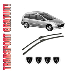 Set stergatoare PEUGEOT 307 SW (3H) din 2002-2009, pentru parbriz auto, 2 bucati, Bosch Aerotwin Retrofit, din cauciuc siliconat rezistent, 4 Stickere Auto PEUGEOT