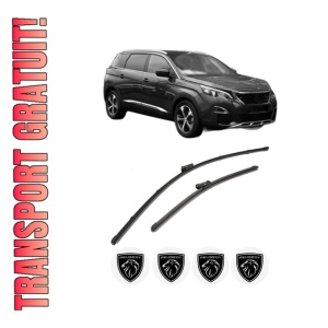 Set stergatoare PEUGEOT 5008 II Van (MC_, MJ_) din 2018, pentru parbriz auto, 2 bucati, Valeo Silencio, din cauciuc siliconat rezistent, 4 Stickere Auto PEUGEOT