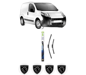 Set stergatoare PEUGEOT BIPPER (AA_) din 2008-2010, pentru parbriz auto, 2 bucati, Valeo Silencio Xtrm, din cauciuc siliconat rezistent, 4 Stickere Auto PEUGEOT v37914