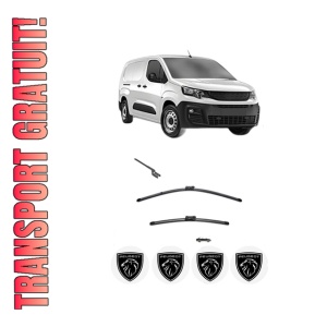 Set stergatoare PEUGEOT PARTNER Box Body/MPV (K9) din 2018-2021, pentru parbriz auto, 2 bucati, Valeo Silencio, din cauciuc siliconat rezistent, 4 Stickere Auto PEUGEOT