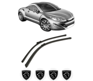 Set stergatoare PEUGEOT RCZ din 2010-2015, pentru parbriz auto, 2 bucati, Bosch Aerotwin, din cauciuc siliconat rezistent, 4 Stickere Auto PEUGEOT v52989