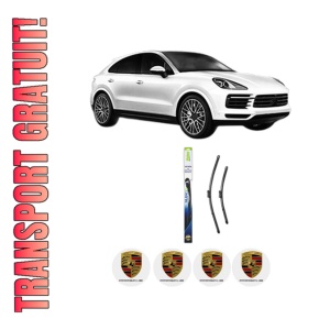 Set stergatoare PORSCHE CAYENNE Coupe (9YB) din 2019, pentru parbriz auto, 2 bucati, Valeo Silencio, din cauciuc siliconat rezistent, 4 Stickere Auto PORSCHE