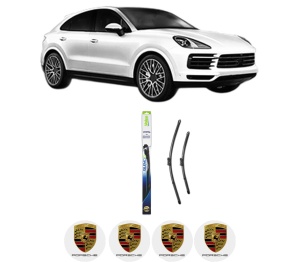 Set stergatoare PORSCHE CAYENNE Coupe (9YB) din 2019, pentru parbriz auto, 2 bucati, Valeo Silencio, din cauciuc siliconat rezistent, 4 Stickere Auto PORSCHE v34674